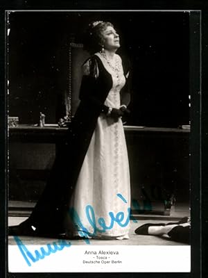 Ansichtskarte Opernsängerin Anna Alexieva in Tosca, original Autograph