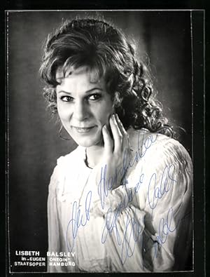 Ansichtskarte Opernsängerin Lisbeth Balslev in Eugen Onegin, original Autograph