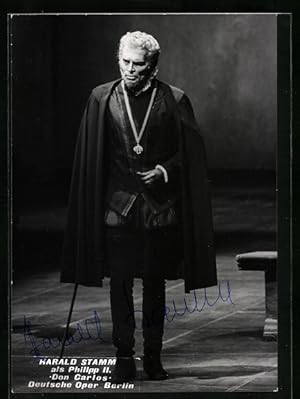 Ansichtskarte Opernsänger Harald Stamm in Don Carlos, original Autograph