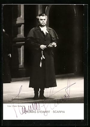 Ansichtskarte Opernsänger Thomas Stewart auf der Bühen, original Autograph