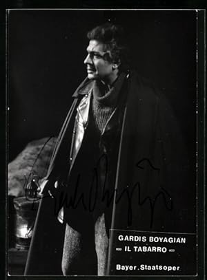 Ansichtskarte Opernsänger Gardis Boyagian in Il Tabarro, original Autograph