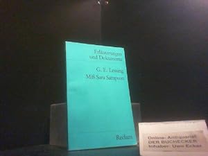 Bild des Verkufers fr Gotthold Ephraim Lessing, Miss Sara Sampson. hrsg. von Veronica Richel / Reclams Universal-Bibliothek ; Nr. 8169 : Erluterungen und Dokumente zum Verkauf von Der Buchecker