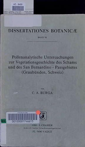 Seller image for Pollenanalytische Untersuchungen zur Vegetationsgeschichte des Schams und des San Bernardino - Passgebietes (Graubnden, Schweiz). Dissertationes Botanicae Band 56 for sale by Antiquariat Bookfarm