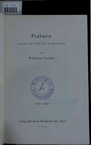 Imagen del vendedor de Psalmen ausgelegt fr die Gemeinde. Dritte Auflage a la venta por Antiquariat Bookfarm