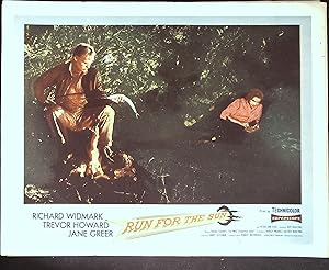 Imagen del vendedor de Run for the Sun Lobby Card #8 1956 Richard Widmark& Jane Greer on the run! a la venta por AcornBooksNH