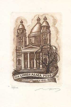 Bild des Verkufers fr Ex Libris Alma Petz. Cegleder Dom (Ungarn) gebaut 1835-1871. zum Verkauf von Antiquariat  Braun