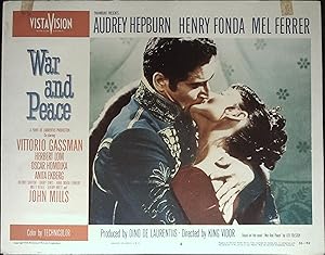 Seller image for War and Peace Lobby Card #8 1956 Audrey Hepburn kissing Vittorio Gassman! for sale by AcornBooksNH