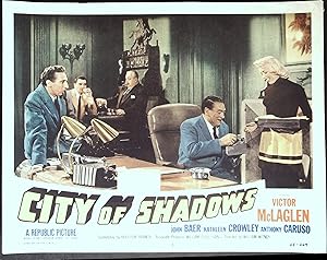 Image du vendeur pour City of Shadows Lobby Card #2 1955 Victor McLaglen, Gloria Pall, Kay E. Kuter! mis en vente par AcornBooksNH