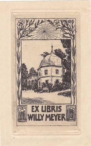 Imagen del vendedor de Ex Libris Willy Meyer. Rundbau, darber Spinnwebe. a la venta por Antiquariat  Braun