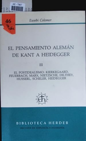 Imagen del vendedor de El pensamiento alemn de Kant a Heidegger. a la venta por Antiquariat Bookfarm