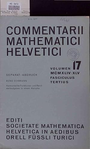 Bild des Verkufers fr Commentarii Mathematici Helvetici. 17 zum Verkauf von Antiquariat Bookfarm