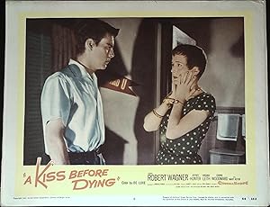 Image du vendeur pour A Kiss Before Dying Lobby Card #6 Robert Wagner & scared Joanne Woodward! mis en vente par AcornBooksNH