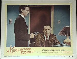 Seller image for A Kiss Before Dying Lobby Card #7 Robert Wagner holding gun on Robert Quarry! for sale by AcornBooksNH