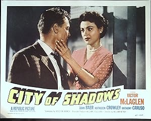 Image du vendeur pour City of Shadows Lobby Card #8 1955 John Baer, Kathleen Crowley! mis en vente par AcornBooksNH