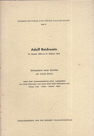 Bild des Verkufers fr Adolf Reichwein. Bibliographie seiner Schriften. zum Verkauf von Fundus-Online GbR Borkert Schwarz Zerfa