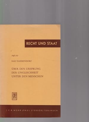 Bild des Verkufers fr ber den Ursprung der Ungleichheit unter den Menschen. ( Widmungsexemplar / SIGNIERT ). Recht und Staat in Geschichte und Gegenwart; Heft 232. zum Verkauf von Fundus-Online GbR Borkert Schwarz Zerfa