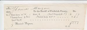 A Tax Levy Sheet dated 1859, from the Sheriff of Frederick County, Virginia [Which includes a spa...