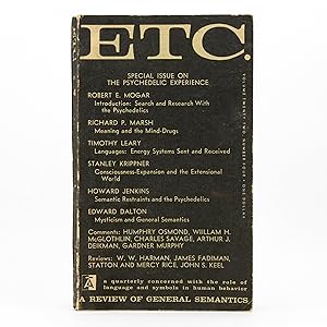 Image du vendeur pour ETC.: A Review of General Semantics, Vol. XXII, No. 4, December 1965 : Special Issue on the Psychedelic Experience mis en vente par Dividing Line Books