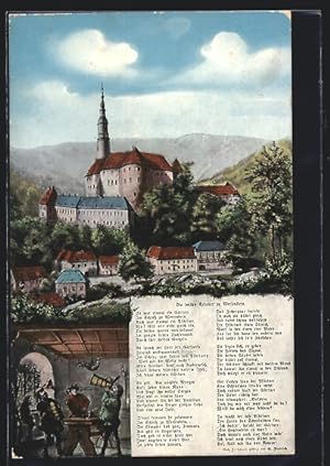 Image du vendeur pour Ansichtskarte Weesenstein, Ortsansicht, Gedicht Die beiden Trinker zu Weesenstein mis en vente par Bartko-Reher
