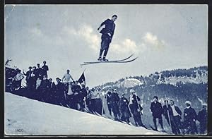 Ansichtskarte Skispringer während Wettkampf