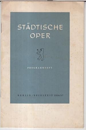 Bild des Verkufers fr Programmheft zu: Das Rheingold (Der Ring des Nibelungen, Vorabend), 6. Juni 1957, Spielzeit 1956/1957. - Musikalische Leitung: Artur Rother. - Inszenierung: Heinz Tietjen. - Gesamtausstattung: Emil Preetorius. - Mitwirkende: Tomislav Neralic, Hanns Heinz Nissen, Ludwig Suthaus, Josef Greindl, Sieglinde Wagner, Elisabeth Hufnagel u. a. - mit Textbeitrgen von Josef Hofmiller und Wilhelm Furtwngler. - zum Verkauf von Antiquariat Carl Wegner