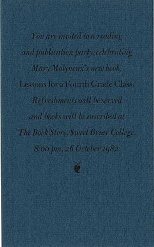 You are invited to a reading and publication party . Lessons for a Fourth Grade Class . Sweet Bri...