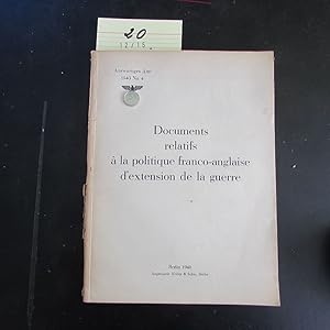 Bild des Verkufers fr Documents relatifs  la politique franco-anglaise d extension de la guerre (1940, No. 4) zum Verkauf von Bookstore-Online