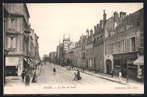 Carte postale Reims, La Rue de Vesle