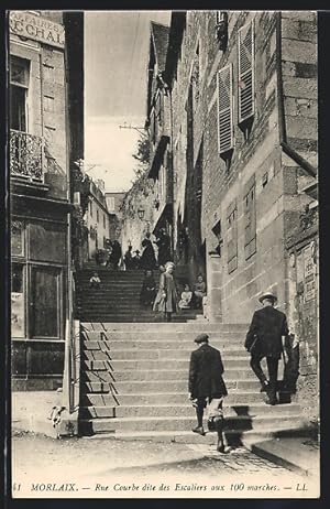 Carte postale Morlaix, Rue Courbe dite des Escaliers aux 100 marches