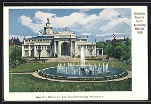 Bild des Verkufers fr Knstler-Ansichtskarte Mnchen, Allgemeine deutsche Sport-Ausstellung 1899, Garten-Ansicht zum Verkauf von Bartko-Reher