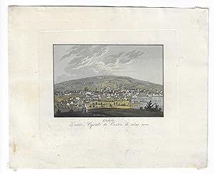 ZÜRICH, Capitale du Canton du même nom - aquatinte colorée à la main - ca1850