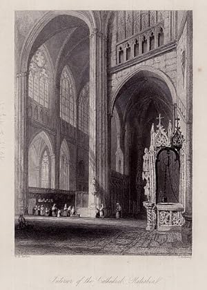 Bild des Verkufers fr Dom. Innenansicht. Interior oft the Cathedral Ratisbon. Stahlstich von E.Redaway nach W.H.Bartlett. zum Verkauf von Antiquariat Heinz Tessin