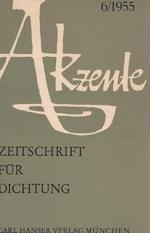 Imagen del vendedor de Akzente. Zeitschrift fr Dichtung; Heft 6/ 1955 a la venta por Schrmann und Kiewning GbR