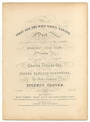 Bild des Verkufers fr [Sheet music]: What Are the Wild Waves Saying:Duet - Founded on an Incident in the Narrative Dombey and Son zum Verkauf von Between the Covers-Rare Books, Inc. ABAA