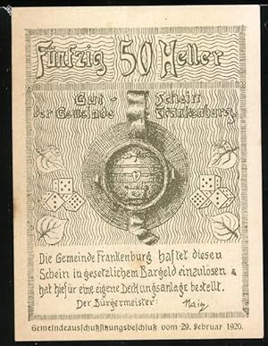 Notgeld Frankenburg 1920, 50 Heller, Würfelspiel am Haushamerfeld