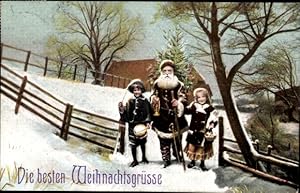 Ansichtskarte / Postkarte Glückwunsch Weihnachten, Kinder, Weihnachtsmann, Tannenbaum