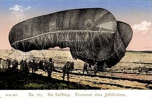 Ansichtskarte / Postkarte Transport eines Fesselballons, Luftkrieg, Deutsche Soldate