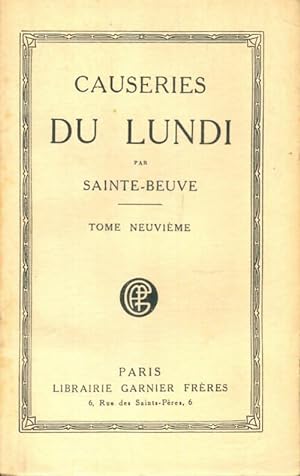 Image du vendeur pour Causeries du lundi Tome IX - Charles-Augustin Sainte-Beuve mis en vente par Book Hmisphres