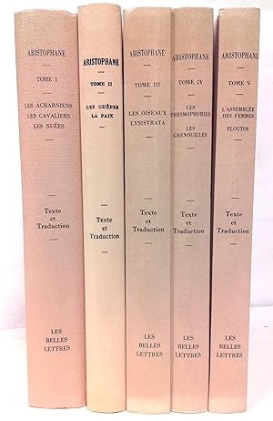 Image du vendeur pour Comdies. Tome I : les Acharniens. les Cavaliers. les Nues. Tome II : les Gupes. la Paix. Tome III : les Oiseaux. Lysistrata. Tome IV : les Thesmophories. les Grenouilles. Tome V : l'Assemble des femmes. Ploutos. Textes tablis par Victor Coulon et traduits par Hilaire van Daele. mis en vente par Rometti Vincent