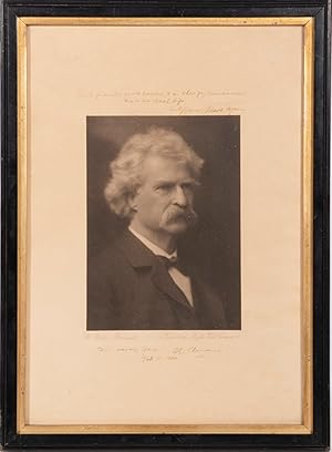 Bild des Verkufers fr [Portrait of Mark Twain, inscribed and signed with both his name and his pseudonym]. zum Verkauf von Shapero Rare Books