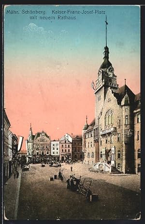Bild des Verkufers fr Ansichtskarte Mhr. Schnberg, Kaiser-Franz-Josef-Platz mit neuem Rathaus zum Verkauf von Bartko-Reher