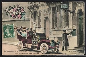 Carte postale Boran, Auto De Dion Bouton (1906), La Poste