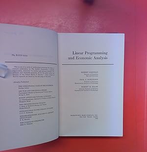 Image du vendeur pour Linear Programming and Economic Analysis (Rand Series.) mis en vente par biblion2