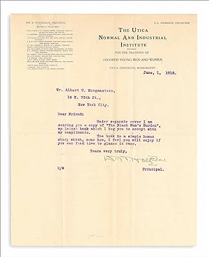 1916 typed letter signed from William Henry Holtzclaw promoting his 1915 autobiography, The Black...
