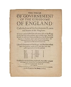 Bild des Verkufers fr The Forme of Governement of the Kingdome of England: Collected. zum Verkauf von The Lawbook Exchange, Ltd., ABAA  ILAB