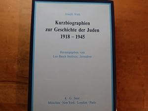 Bild des Verkufers fr Kurzbiographien zur Geschichte der Juden 1918 - 1945. Herausgegeben vom Leo Baeck Institute, Jerusalem. zum Verkauf von Bockumer Antiquariat Gossens Heldens GbR