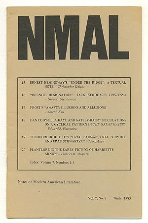 Bild des Verkufers fr Notes On Modern American Literature (NMAL) - Vol. 7, No. 3, Winter 1983 zum Verkauf von Between the Covers-Rare Books, Inc. ABAA