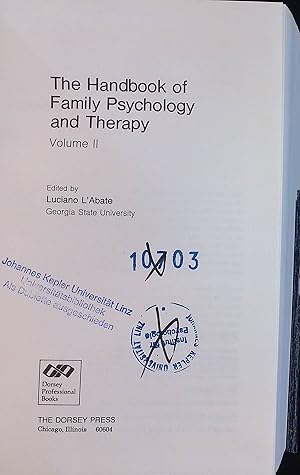 Seller image for The Handbook of Family Psychology and Therapy, vol. 2 for sale by books4less (Versandantiquariat Petra Gros GmbH & Co. KG)