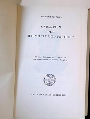 Bild des Verkufers fr Garantien der Harmonie und Freiheit. Philosophische Studientexte zum Verkauf von books4less (Versandantiquariat Petra Gros GmbH & Co. KG)