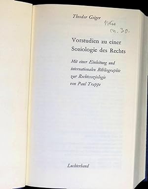 Imagen del vendedor de Vorstudien zu einer Soziologie des Rechts. Soziologiesche Texte Bd.20 a la venta por books4less (Versandantiquariat Petra Gros GmbH & Co. KG)